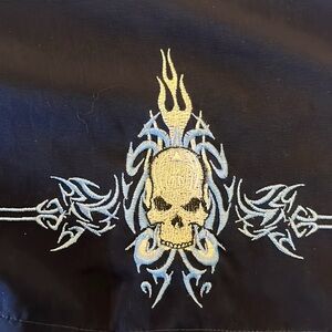 Vintage Sapphire Lounge‎ Shirt Men Medium Blue Button Up Camp Rockabilly Y2K